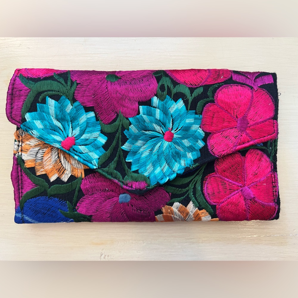 Authentic Mexican, handmade floral clutch